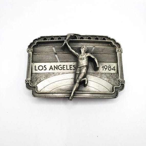 VINTAGE LOS ANGELES Olympic Games 1984 Belt Buckle Limited Edition Pewter Buckle Collectible
