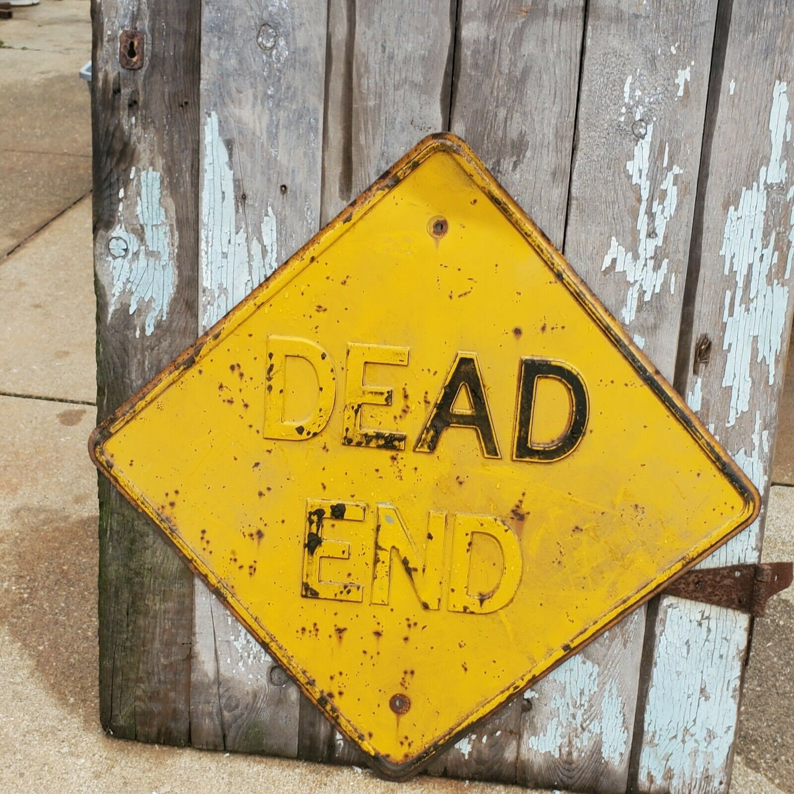 VINTAGE DEAD END Road Sign Embossed Original Metal Highway VINTAGE DEAD END Road Sign Embossed Original Metal Highway