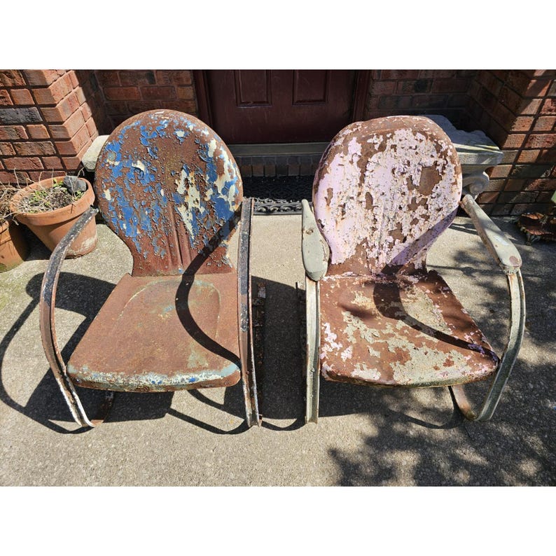 VINTAGE MID CENTURY Metal Springer Lawn Chairs Patio Rockers Chairs ...