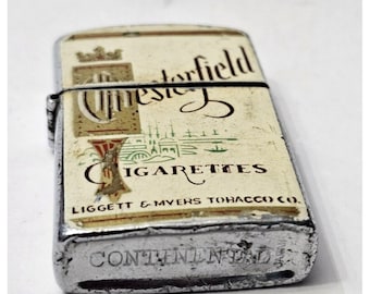 chesterfield cigarette lighter VINTAGE LIGHTER CHESTERFIELD Ciigarettes Continental Advertising Tobacco  Memorabilia