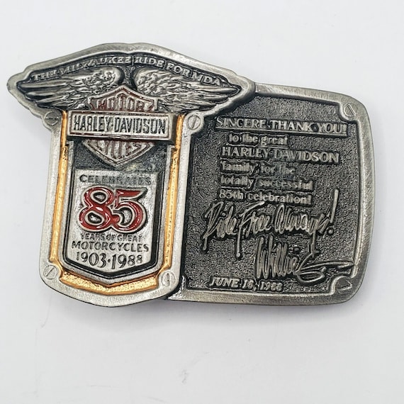 VINTAGE HARLEY DAVIDSON Motorcycle Belt Buckle 85 Years 