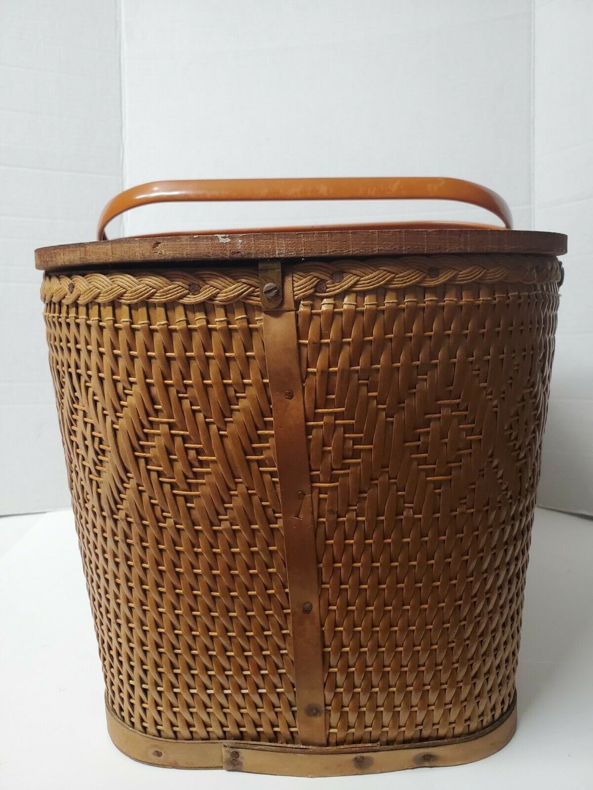 VINTAGE REDMAN Picnic Basket Rattan Woven Basket 1950's Etsy
