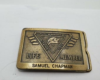 VINTAGE FISHING CLUB Belt Buckle North America Fishing Club Life Member Belt Buckle Samuel Chapman Collectible Vintage Accessories