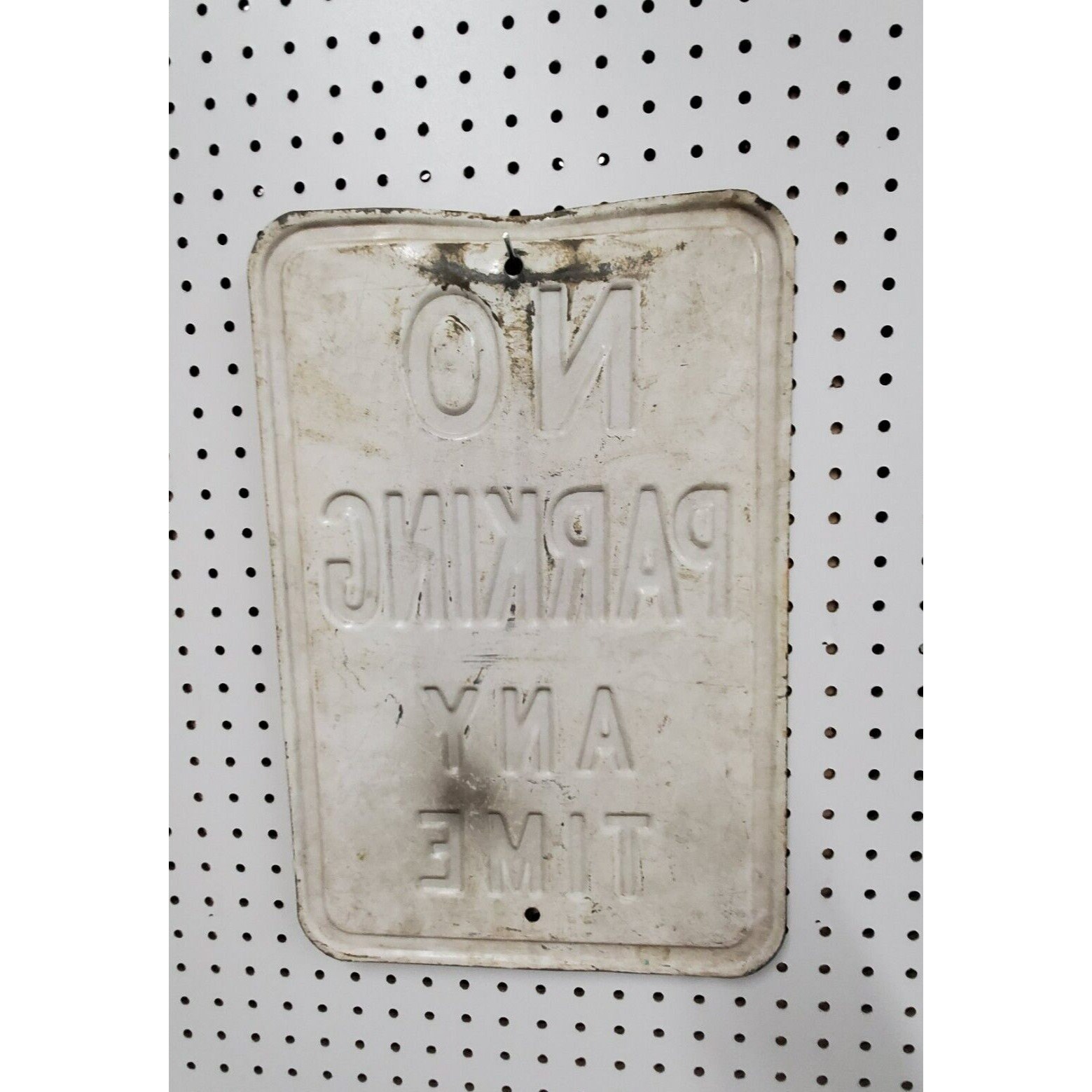 VINTAGE NO PARKING Anytime Embossed Metal Sign Collectible Street