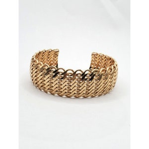 ANTIQUE MESH WIRE Gold Tone Cuff Bracelet Collectible Estate Jewelry Wedding Jewelry