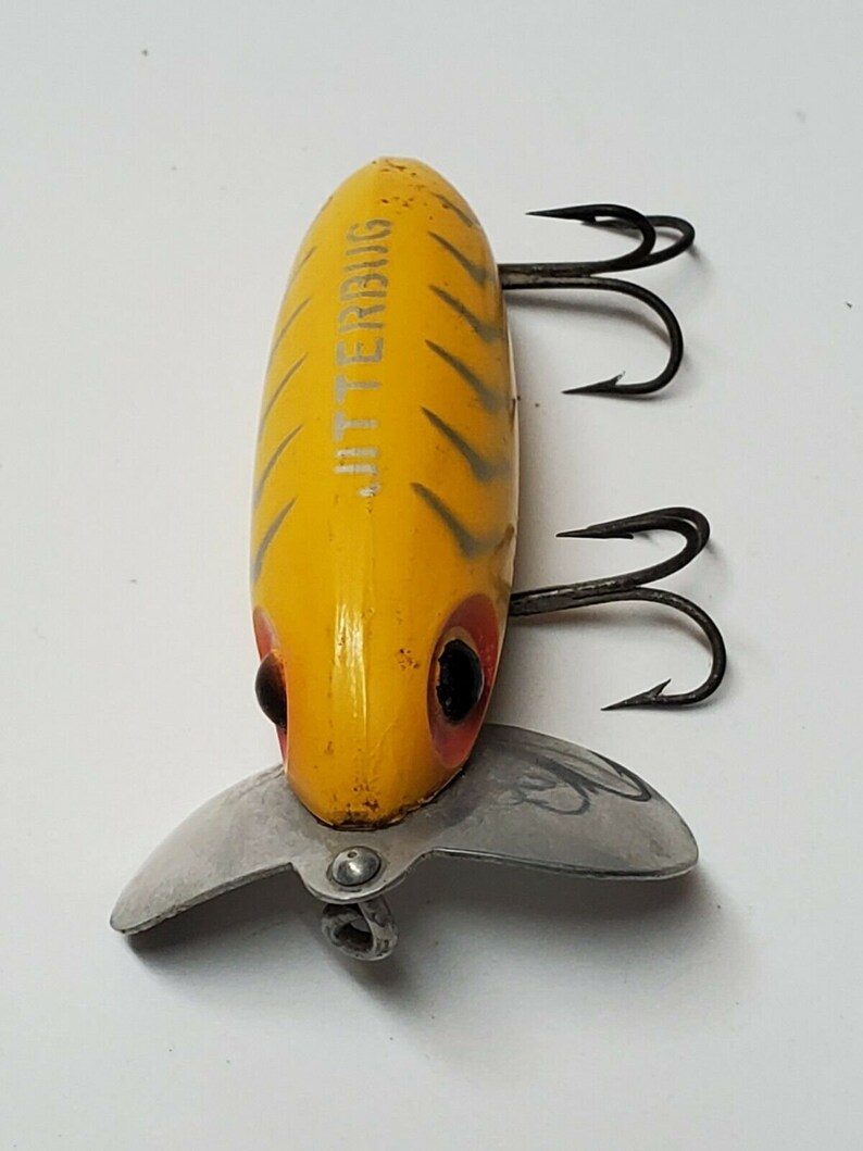 Leurre De Pêche Vintage JITTERBUG – Lèvre Métal Noir, 2,75'', Fred Arbogast Akron Ohio
