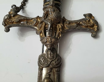 VINTAGE KNIGHTS Of PYTHIAS F C B Sword and Scabbard Fraternal Ceremonial Sword Collectible Memorabilia Sword