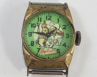 VINTAGE ROY ROGERS & Trigger Watch Green Face Antique Collectible Memorabilia