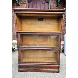 ANTIQUE STACK BOOKCASE Macey Misson Style Arts & Crafts 3 Stack Oak Barrister Lawyers Book Case Collecitble Memorabilia Furniture