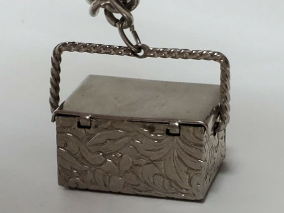 VINTAGE PICNIC BASKET Charm Bracelet Silver Tone … - image 10