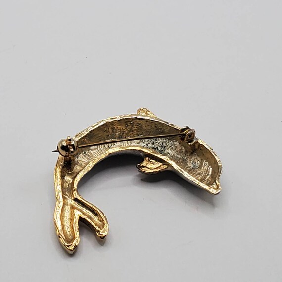 VINTAGE DOLPHIN BROOCH Pin Two Tone Silver & Gold… - image 9