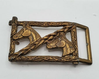 Vintage Running Horses Figural Design Brass Colored Belt  display picture 2