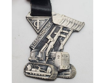 ANTIQUE TC TRACTOMOTIVE Track Bulldozer Pocket Watch Fob Key Chain Collectible Advertising Memorabilia