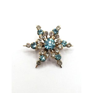 VINTAGE BROOCH BLUE & Clear Rhinestones Collectible Estate Jewelry Wedding Jewelry Brooch