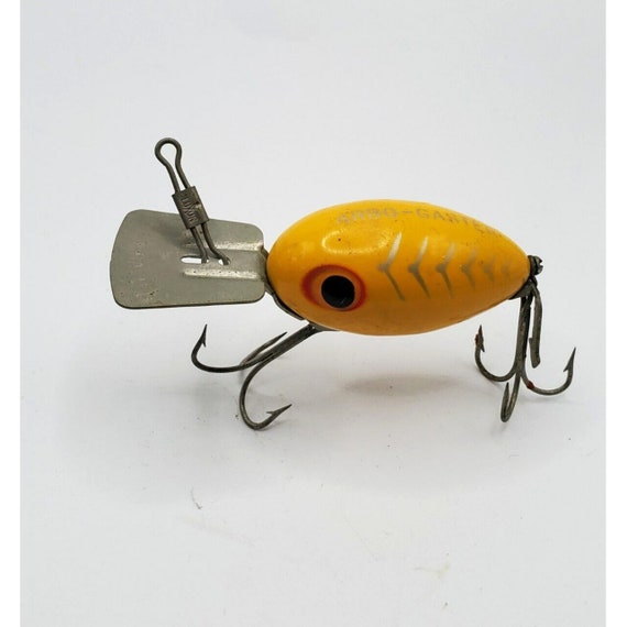 Vintage Fred Arbogast 5” Muskie Jitterbug Fishing Lure - Yellow Color