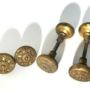 VINTAGE VICTORIAN BRASS Door Knobs 3 Pairs Collectible Architectural Hardware Original Decorative Door Knobs