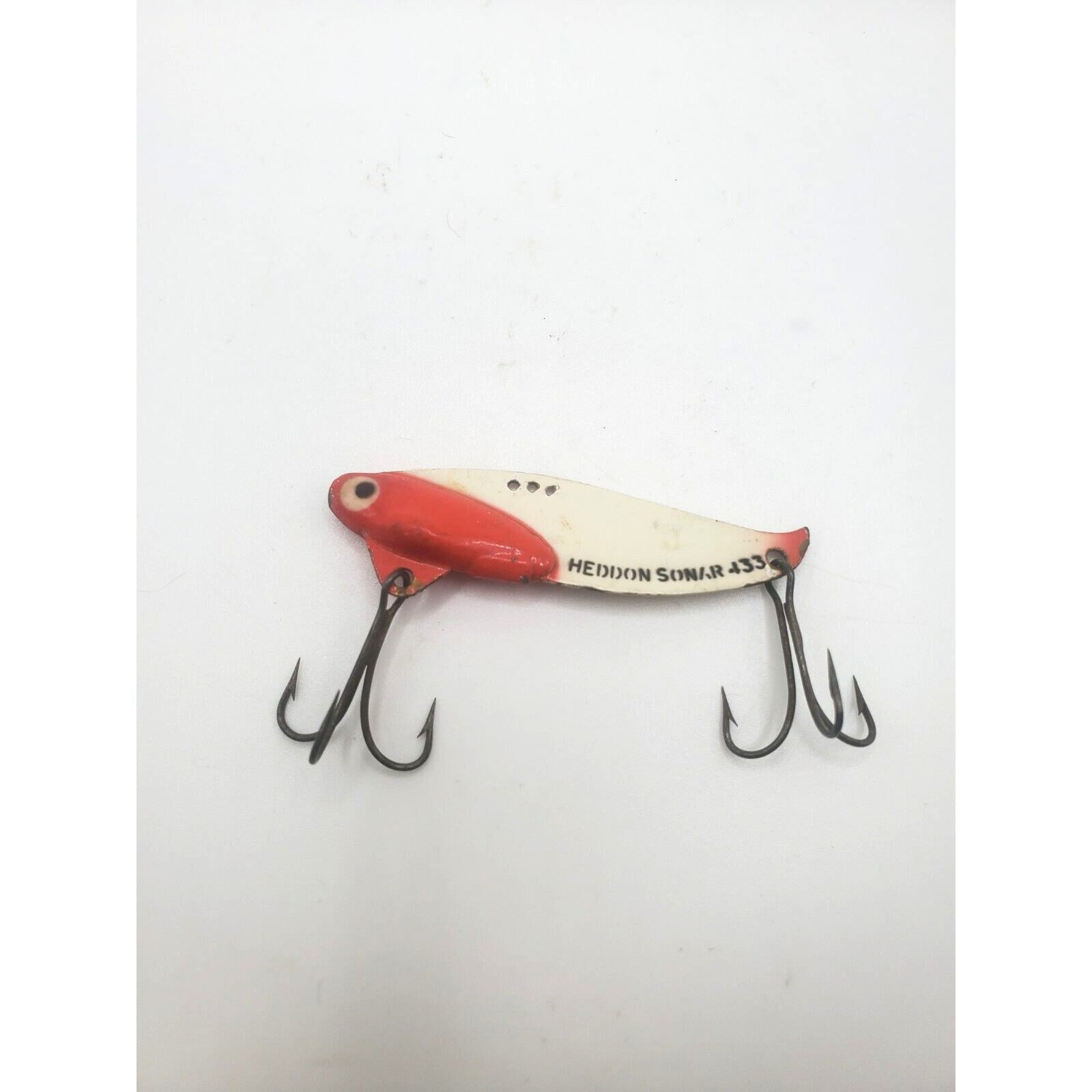 VINTAGE FISHING HEDDON Sonar Lure 433 Metal Red White VINTAGE FISHING HEDDON Sonar Lure 433 Metal Red White