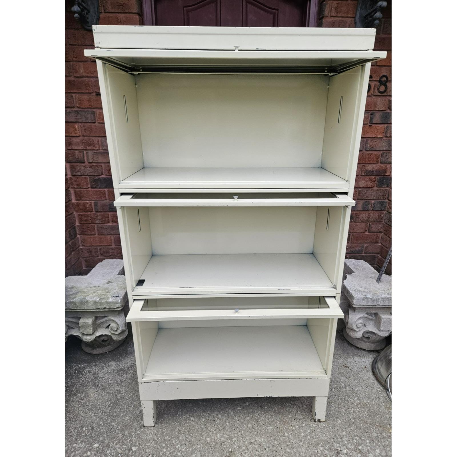 VINTAGE METAL BOOKCASE 3 Stack Barrister Glass Doors Mid Century