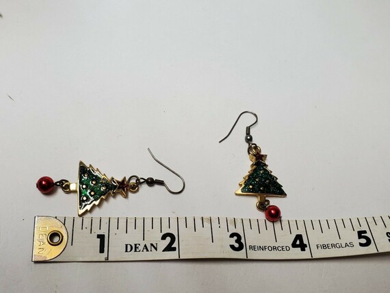 VINTAGE CHRISTMAS TREE Earrings Signed N P Antiqu… - image 4