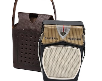 VINTAGE TRANSISTOR RADIO Global G R-711 in Orignal Case Japan Am Radio Collectible Memorabillia