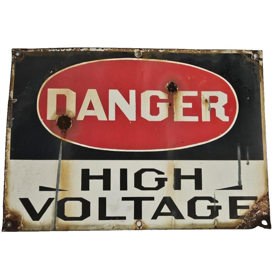 VINTAGE PORCELAIN SIGN Danger High Voltage Original Industrial