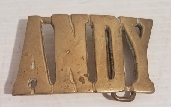 VINTAGE ANDY BELT Buckle Solid Brass - image 1