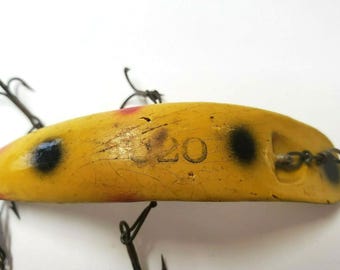 Leurre De Pêche Vintage – Jaune Fluo Et Noir, Modèle Ancien Pour Collectionneur
