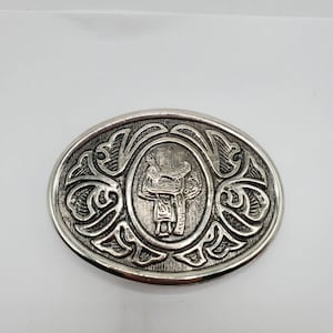 VINTAGE WESTERN SADDLE Belt Buckle Silver Colored Avon Collectible Horse Saddle Belt Buckle