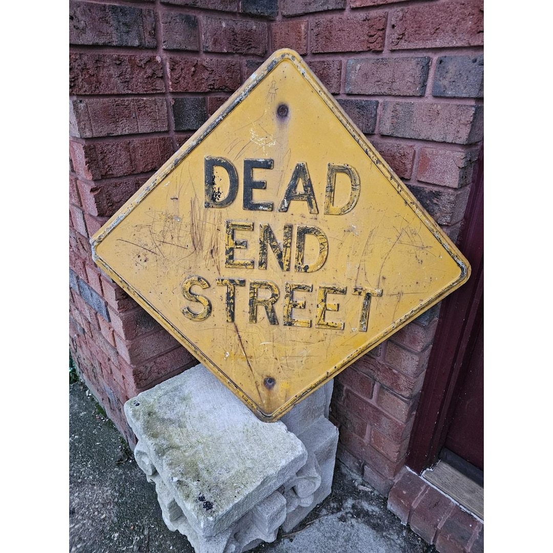 Decatur St Dead End Sign Old Original DEAD END STREET Sign Embossed Yellow & Black Metal 24 ...