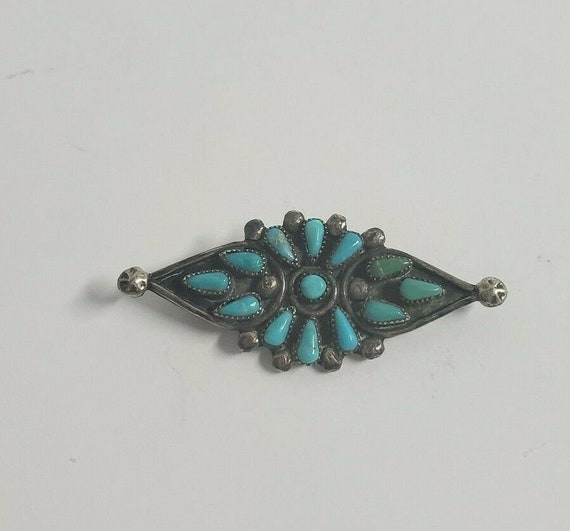 VINTAGE STERLING HOPI Needlepoint Brooch Pin Antiq