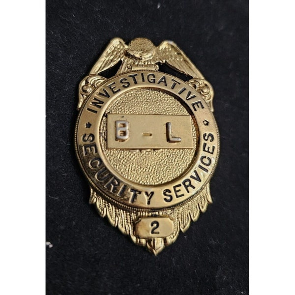 ANTIQUE INVESTIGATIVE SECURITY Services Badge B-L #2 Collectible Memorabilia Police Badge