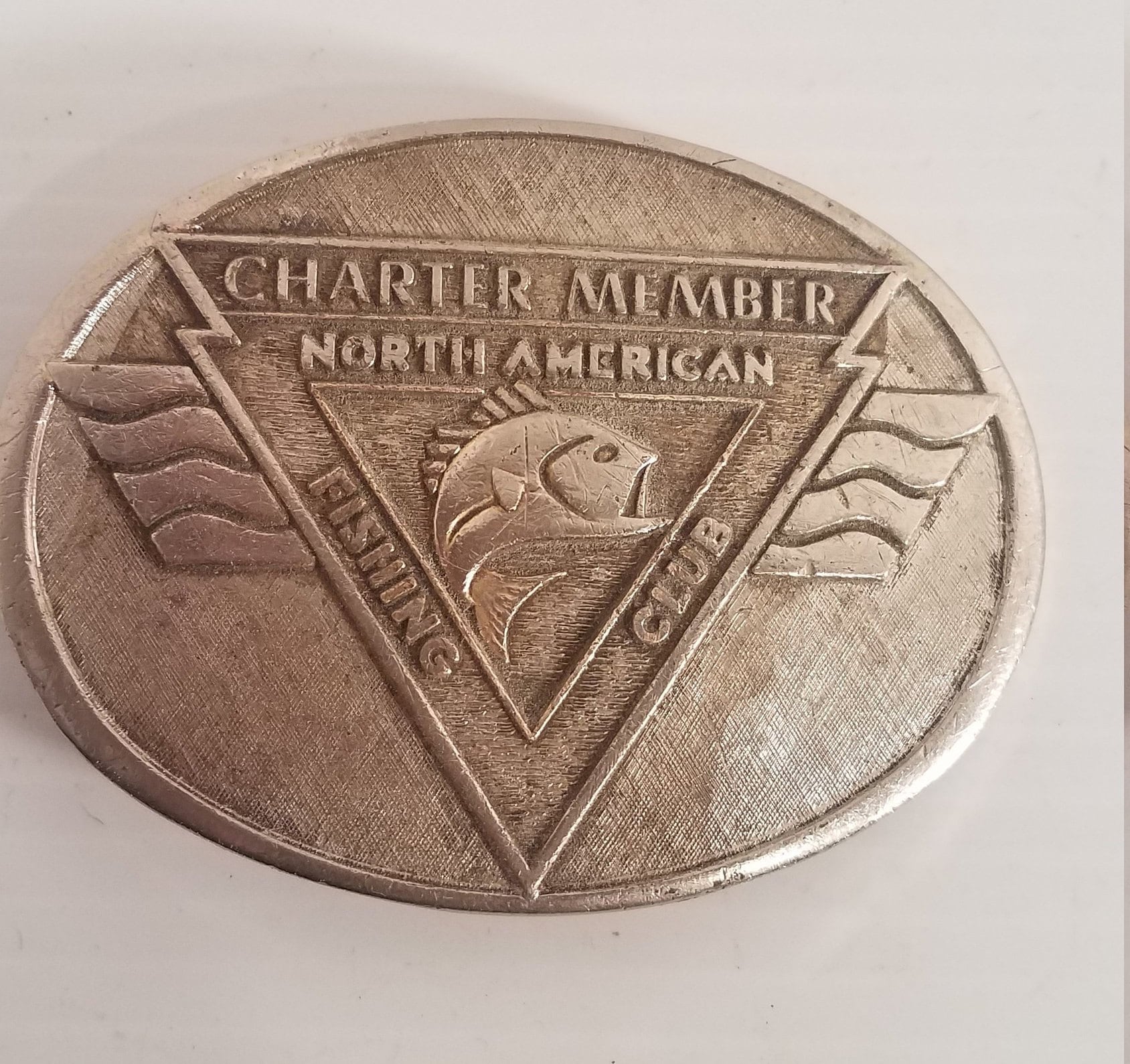 Vintage North American Fishing Club Charter Member Belt Buckle-24k Gold &  Rhodium 