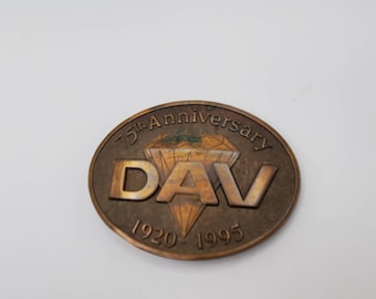 VINTAGE DISABLED AMERICAN Veterans Brass Belt Buckle 75TH Anniversary Limited Edition Collectible Accessories Buckle Military Buckle
