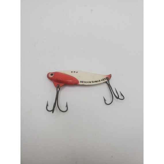 VINTAGE FISHING HEDDON Sonar Lure 433 Metal Red White Fishing Lure