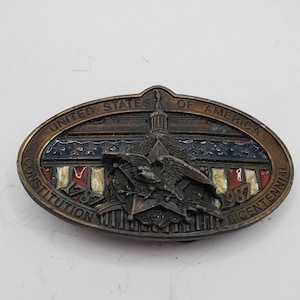 VINTAGE UNITED STATES Of America Belt Buckle Constitution Bicentennial Limited Edition 3d Belt Buckle Made in the U S A