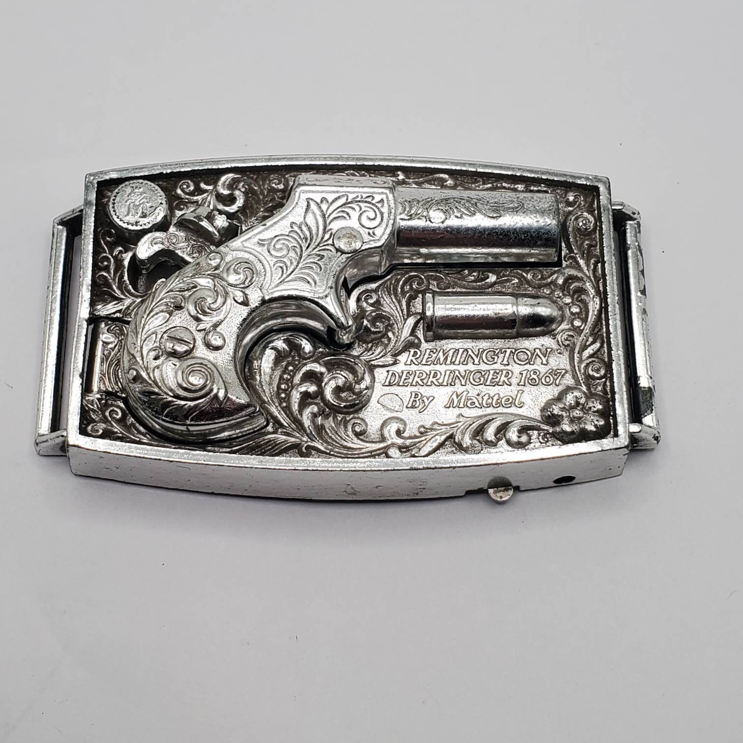 VINTAGE MATTEL REMINGTON Derringer 1867 Belt Buckle Cap Gun Etsy