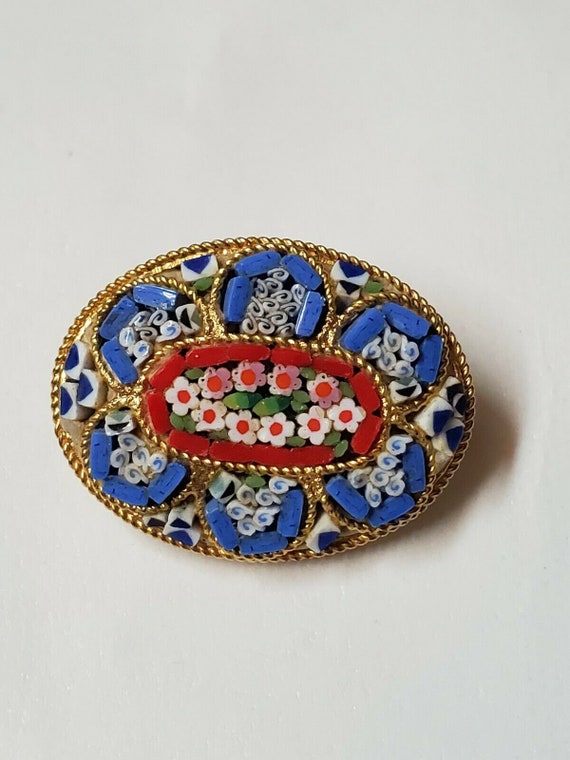 VINTAGE MOSAIC BROOCH Pin Antique Collectible Wed… - image 5