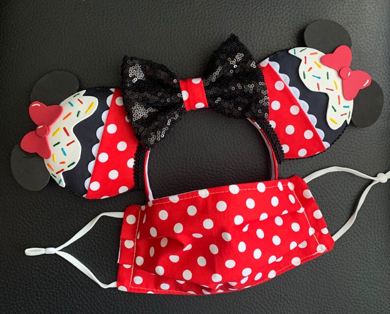 Minnie Mouse sprinkles Cupcake ears matching ears and mask image 2