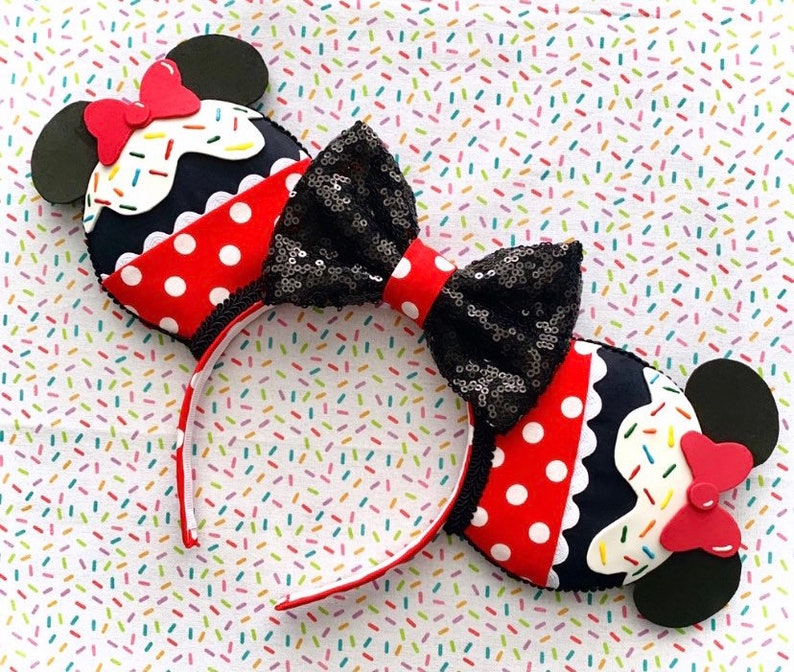 Minnie Mouse sprinkles Cupcake ears matching ears and mask image 1