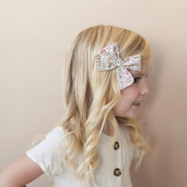 Dollhouse Fall Floral | Floral Baby Girl and Toddler Hair Bow | Little Bare Buns