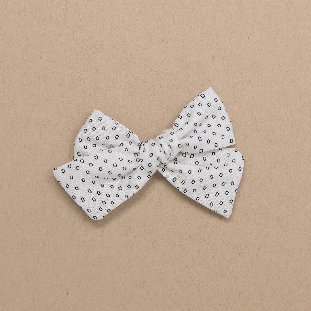 White Flocked | Black and White Polka Dot Baby Headband Bow | Toddler ...