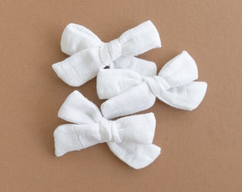 White Gauze Baby and Toddler Girls Hair Bow | Little Bare Buns