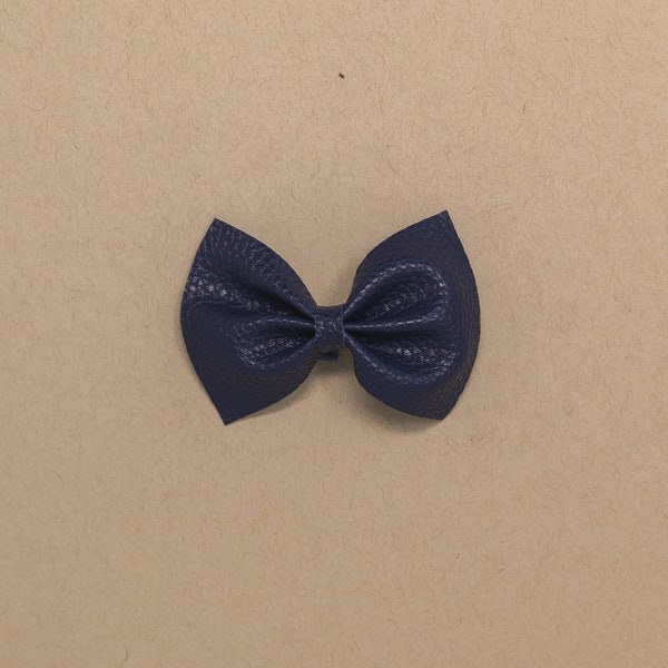 Oxford | Classic Navy Leather Baby and Girls Hair Bow | Little Bare Buns