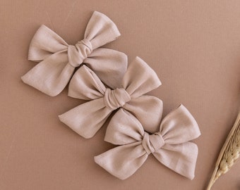 Toasted Almond | Tan, Camel, Beige Neutral Baby and Toddler Girls Hair Bow | Little Bare Buns