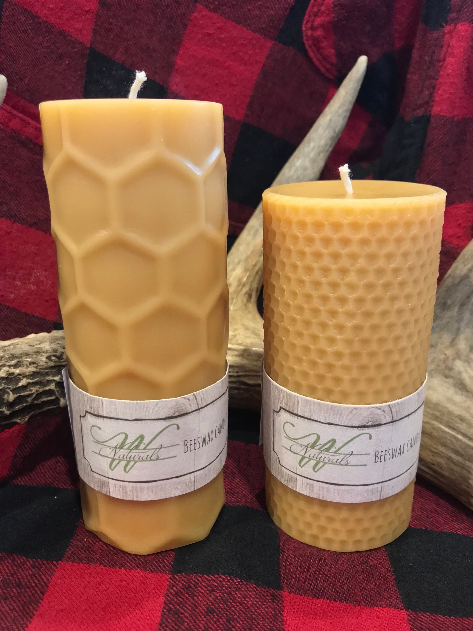 Honey Collection Set of 2 Handmade Beeswax Candles Natural Etsy