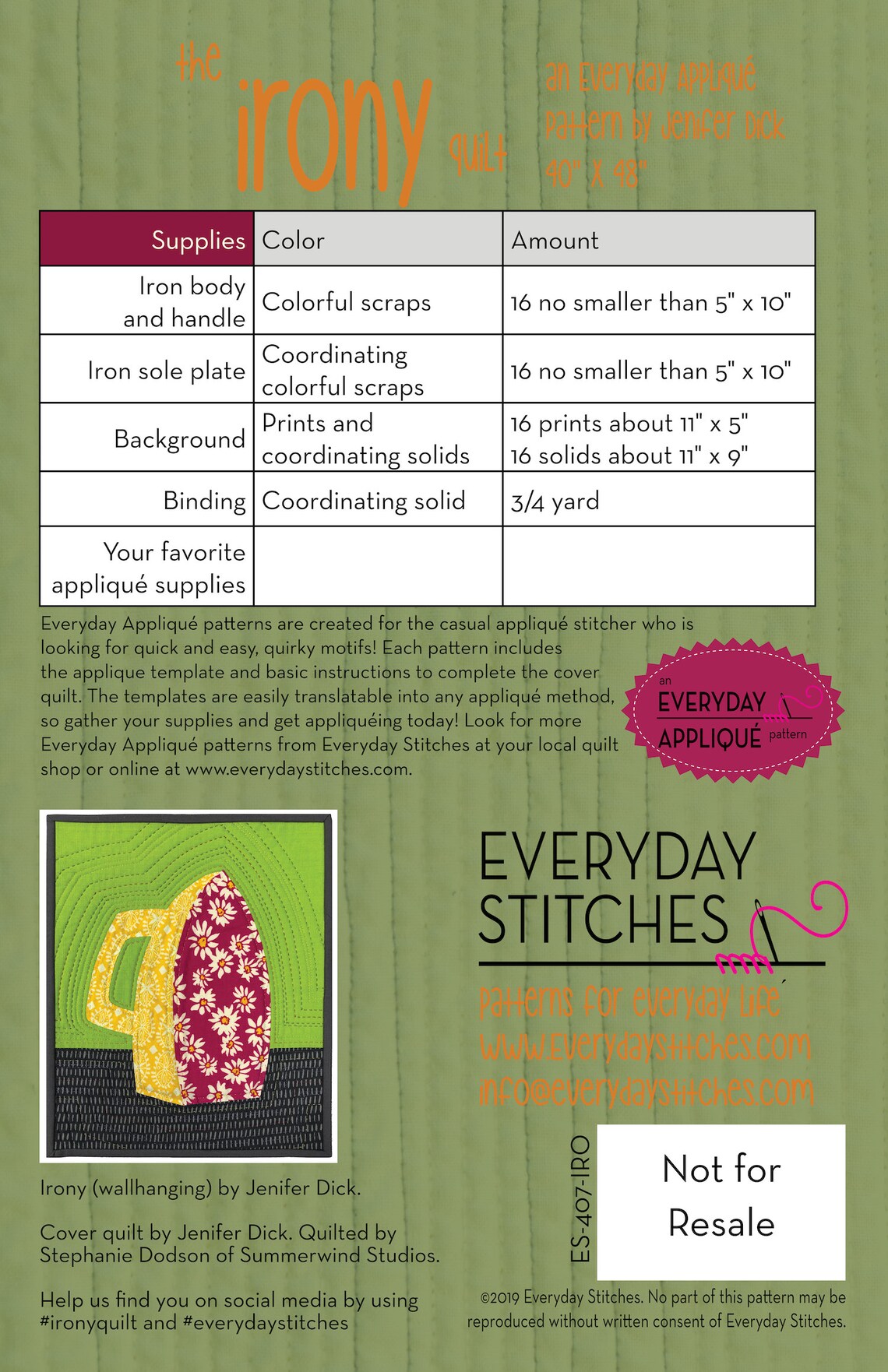 The Irony Quilt Pattern by Everyday Stitches Etsy