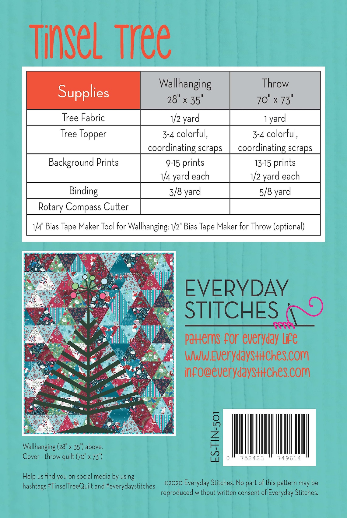 Tinsel Tree Quilt Pattern by Everyday Stitches Etsy