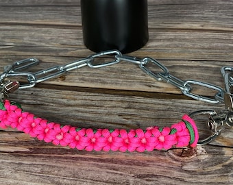 Pink Sweet Pea Paracord Goat Show Chain Collar – Charming Floral Design