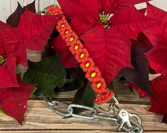 Poinsettia Paracord Goat Show Collar: Holiday Festive Chain Collar