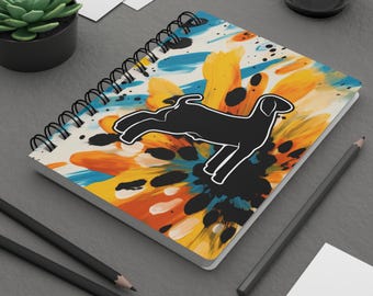 Water Color Sunflower with Market Goat / Lamb / Hog / Steer / Heifer Livestock Spiral Bound Journal FFA or 4H